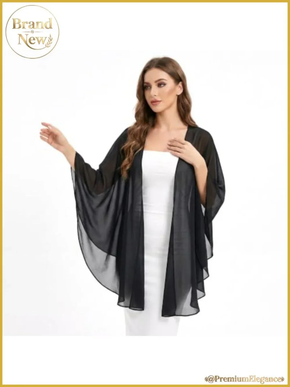 Chiffon Sheer Shawl Wrap for Evening Dresses Wedding Bridal Cover Up